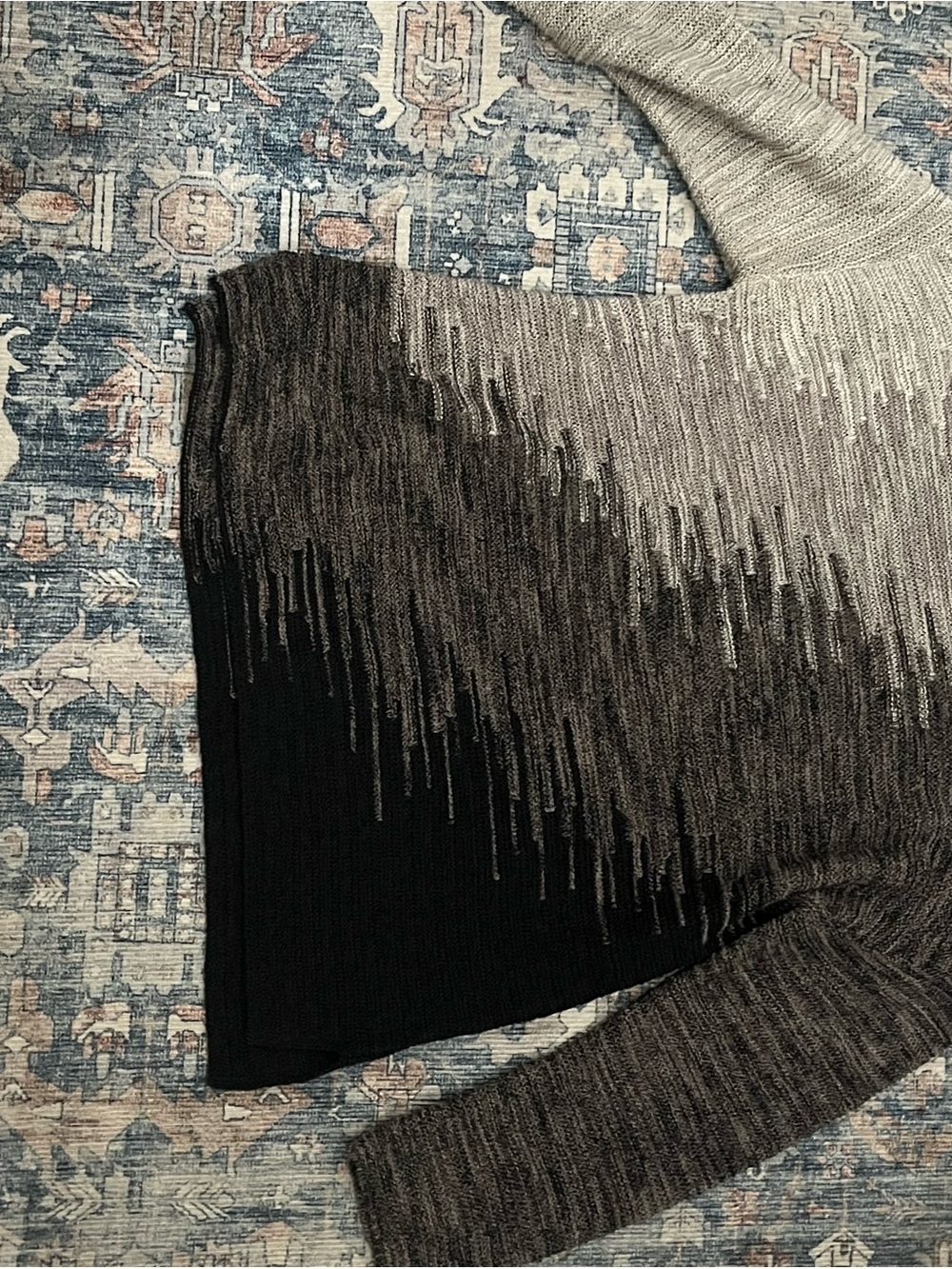 NIC+ZOE Taupe and Black Textured Knit Top